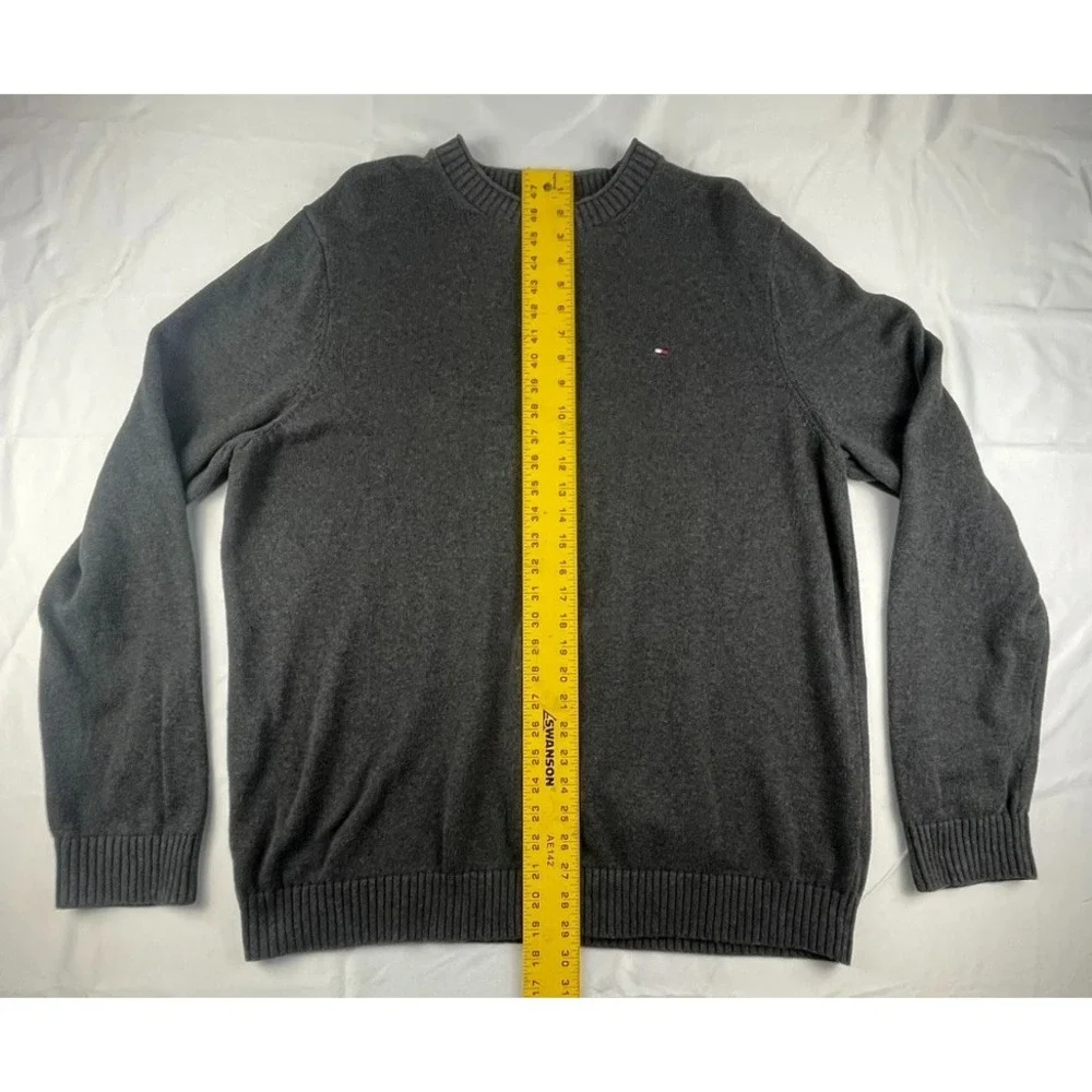 TOMMY HILFIGER MENS‎ SWEATER XXL GREY CREWNECK 100% COTTON LIGHTWEIGHT PULLOVER